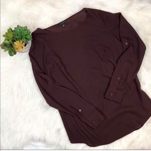 Ann Taylor Maroon Burgundy Long Sleeve Blouse